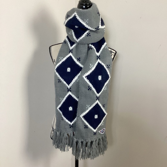 Unisex Men’s & Women’s Grey NavyBlue Big Stitch Thick Knit Scarf - Picture 3 of 4